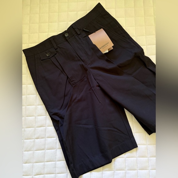 Burberry Dan Icon Black Flat Front Shorts